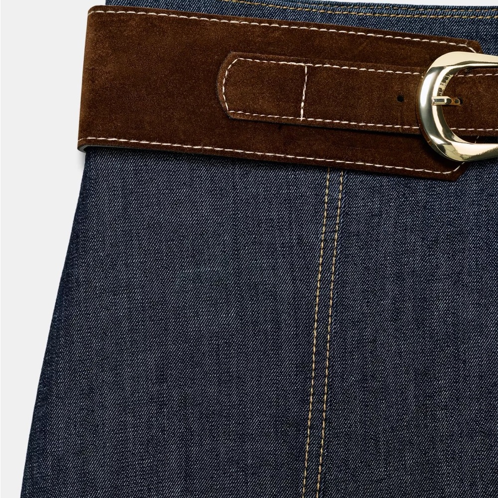 Zara Z1975 Belted Wrap Denim Midi Skirt - Picture 9 of 14